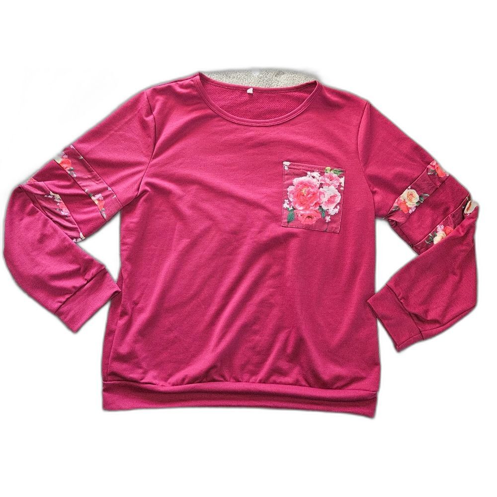 Womens Floral Long-sleeved Shirt. Plus size XL.